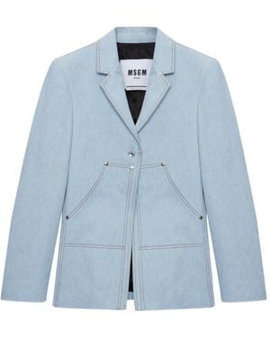 MSGM Veste En Jean À Poches Plaquées - Blue