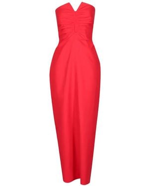 Oroton Ruched Strapless Dress - Red
