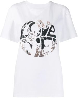 Alberta Ferretti Sequinned Print T-Shirt - White