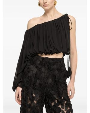 Nissa Asymmetrical Chiffon Top - Black