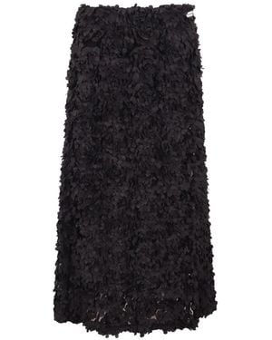 NOUMENO CONCEPT Petal-Appliqué Midi Skirt - Black