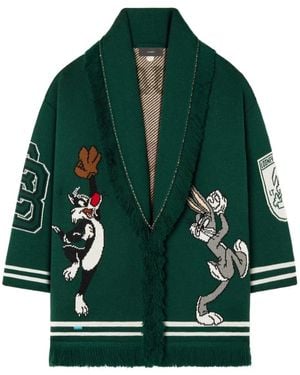 Alanui X Looney Tunes Sporty Bugs Bunny & Sylvester Wool Cardigan - Green