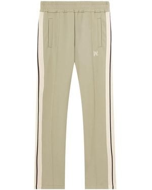 Palm Angels Monogram-Embroidered Striped Track Trousers - Natural