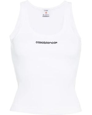 CASABLANCA Logo Ribbed Tank Top - White