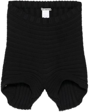 Issey Miyake Ribbed-Knit Shorts - Black