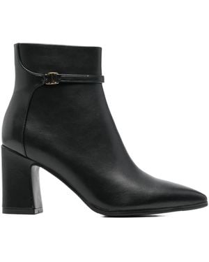 Exe' Buckle Leather Boots - Black