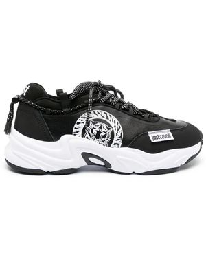 Just Cavalli Logo-Print Leather Trainers - Black