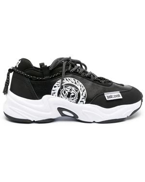 Just Cavalli Logo-Print Leather Trainers - Black