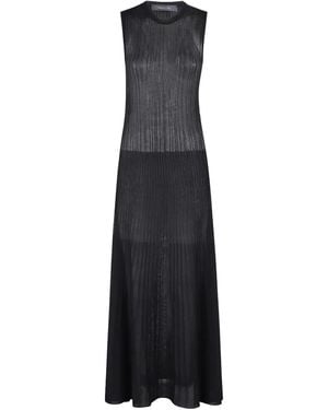 FEDERICA TOSI Semi-Sheer Pleated Maxi Dress - Blue