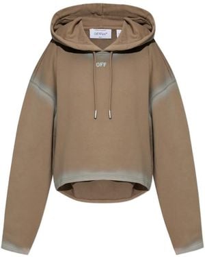 Off-White c/o Virgil Abloh Faded-Effect Cropped Hoodie - Natural