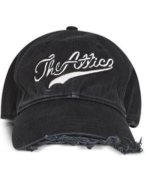 The Attico Baseball Cap With Embroidery Logo And Frayed Hem - Black
