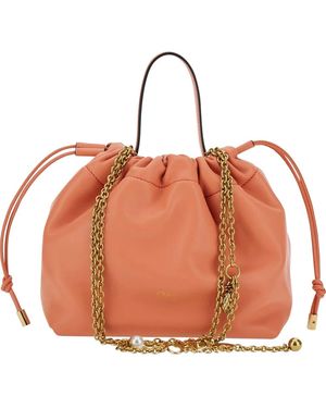 Chloé Drawstring Chain-Link Tote Bag - Orange