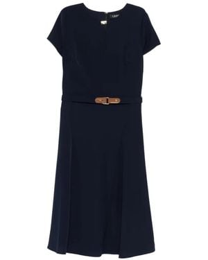 Ralph Lauren Belted A-Line Midi Dress - Blue