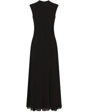 Dolce & Gabbana Light Viscose Jersey Calf-Length Dress - Black