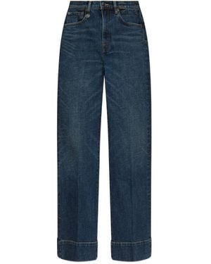 R13 Embroidered Straight-Leg Jeans - Blue