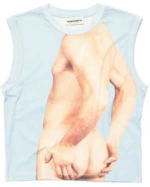 Carne Bollente Touch Eyes Graphic Tank Top - ブルー
