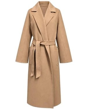 Poche Paris Manteau Ceinturé À Revers Crantés - Natural