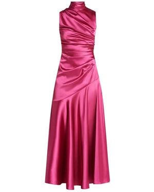 Vasiliki High-Neck Draped Midi Dress - Pink