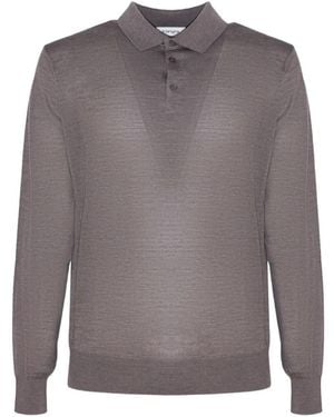 Kangra Long-Sleeve Knitted Polo Shirt - Gray