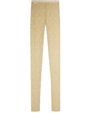 Marine Serre Moonogram-Pattern Mesh Tights - Natural