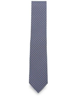 Ferragamo Gancini-Print Silk Tie - Blue
