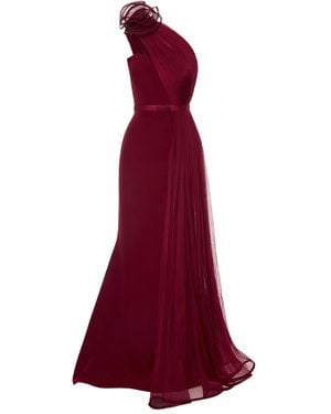 Ana Radu Rose-Embellished Maxi Dress - Red