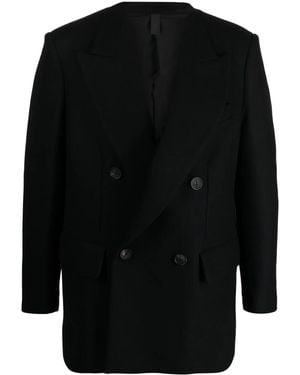 Hevò Peak-Lapels Double-Breasted Blazer - Black