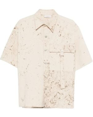 Yes London Marbled-Print Pocket Shirt - White