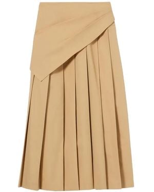 Claudie Pierlot Pleated Midi Skirt - Natural