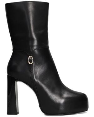 GOLD&ROUGE Manu Buckle-Detail Platform Ankle Boots - Black