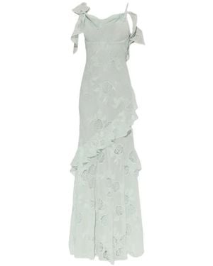 Self-Portrait Floral-Lace Ruffled-Details Maxi Dress - White