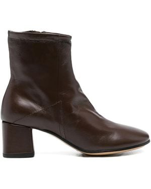 Pomme D ́Or Bottines En Cuir À Talon Épais 65 Mm - Marron