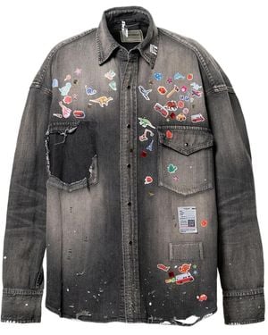 Maison Mihara Yasuhiro Chemise En Jean À Imprimé Graphique - Grey