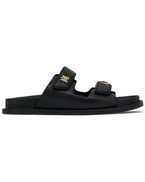 Amiri Sandales Boardwalk À Plaque Logo - Black