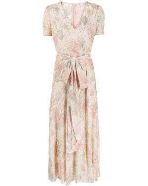 RED Valentino Floral Metallic Long Dress - Natural