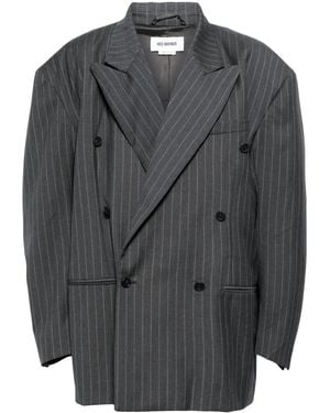 Hed Mayner Striped Double-Breasted Blazer - Gray