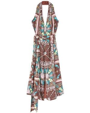 Ganni Printed Midi Dress - White