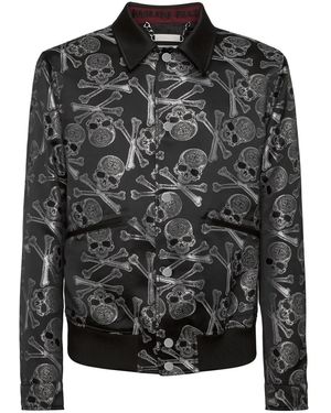 Philipp Plein Bomber Con Stampa Teschi - Nero