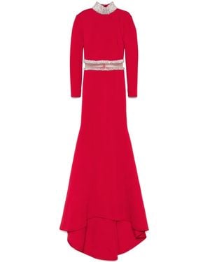 AAVVA Crystal-Embellished Mermaid Gown - Red