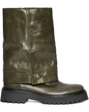 Zadig & Voltaire Angie Fold-Over Leather Boots - Green