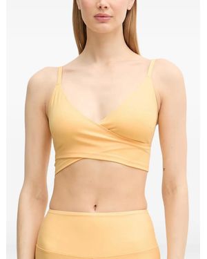 Casall Wrap-Style Sports Bra - Yellow