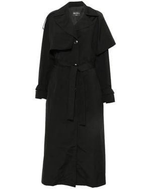 Dondup Gabardina Con Cinturón Y Detalle De Anilla - Negro