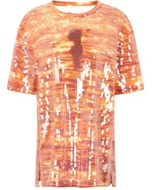 Rabanne Camiseta con detalle de lentejuelas - Naranja