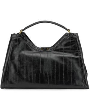 Gianni Chiarini Aurora Whipstitch-Trim Leather Tote Bag - Black