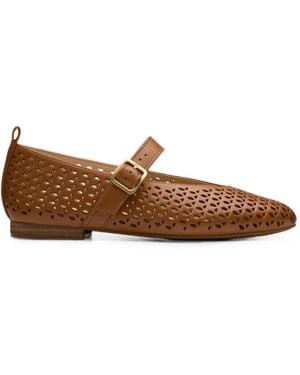 Clarks Laser-Cut Leather Ballet Flats - Brown