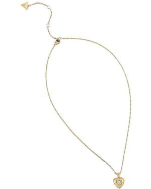 Guess L.O.V.E. Crystal-Embellished Heart Necklace - White