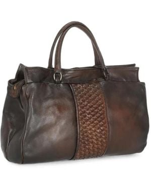 Reptile's House Braided Leather Tote Bag - Brown