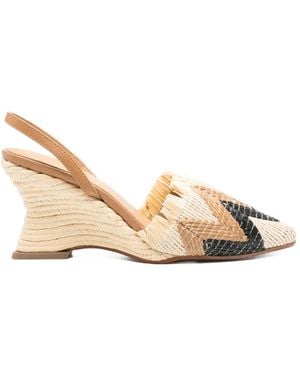Castañer Chevron-Weave Slingback Pumps - Natural