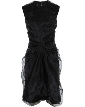 Maison Margiela Gathered Sleeveless Semi-Sheer Maxi Dress - Black