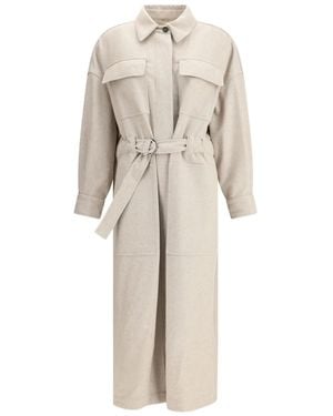 Brunello Cucinelli ベルテッド コート - ナチュラル